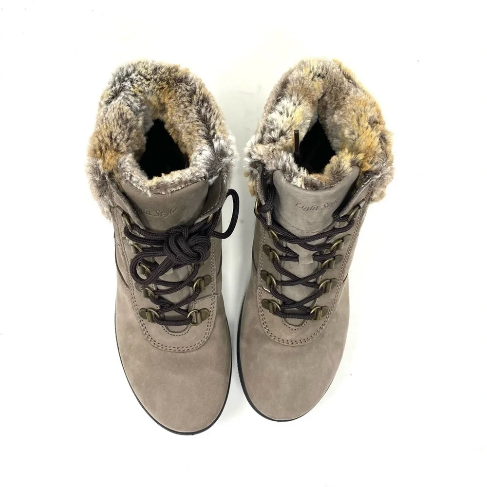 Flexus by Spring Step Women's Barra Snow Boot Faux Fur Lined taupe nubuck